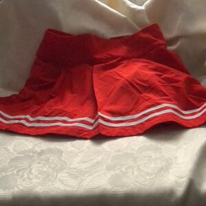 Red Athletic Golf Skort with White Stripes